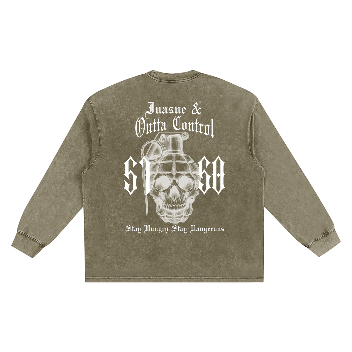 "5150" Snow Washed Frayed Edge Long Sleeve Shirt