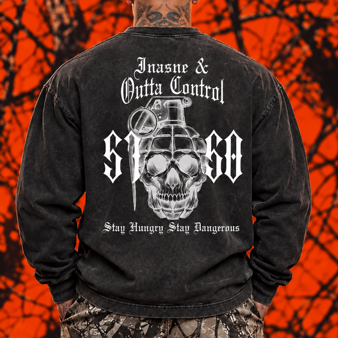 "5150" Snow Washed Frayed Edge Long Sleeve Shirt