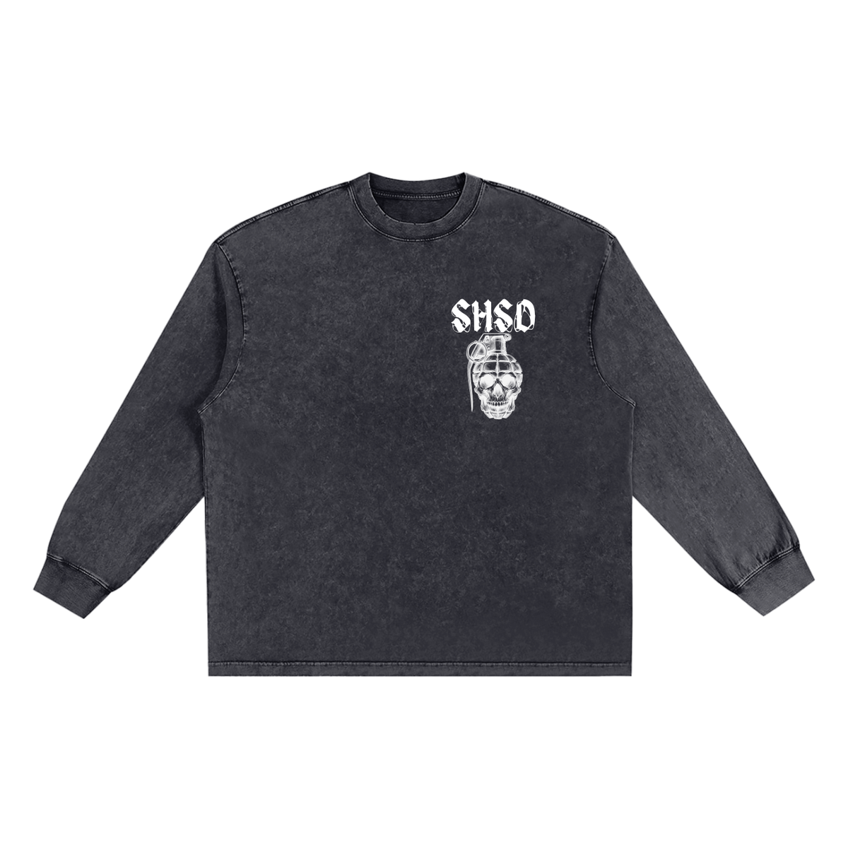 "5150" Snow Washed Frayed Edge Long Sleeve Shirt