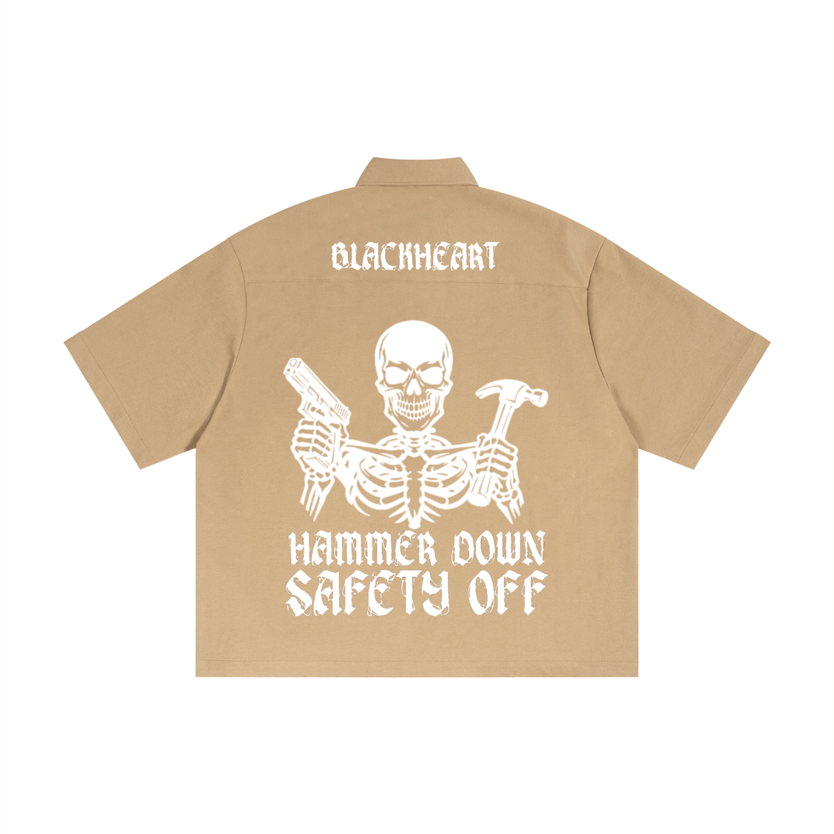 "Blackheart Mechanic" Boxy Short Sleeve Button Up Shirt