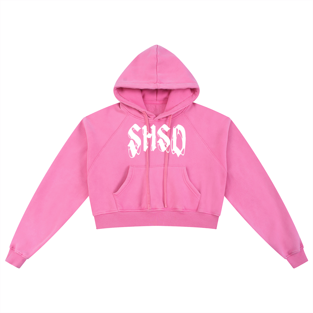 "Dead Friends" Snow Washed Crop Hoodie