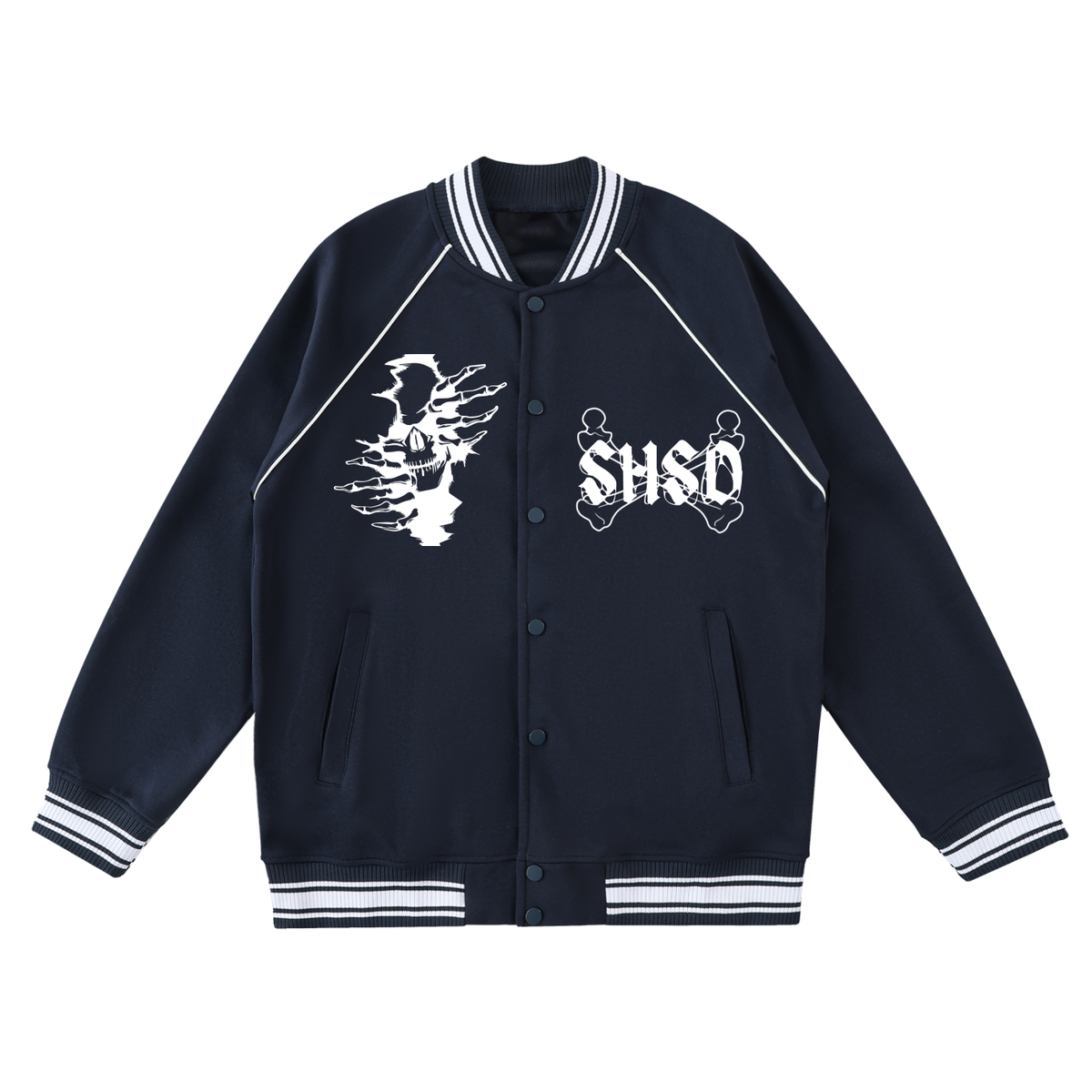 Contrast Trim Raglan Varsity Jacket