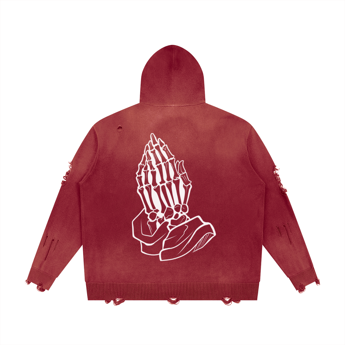 "Dead Prayers" Distressed Full Zip Hoodie