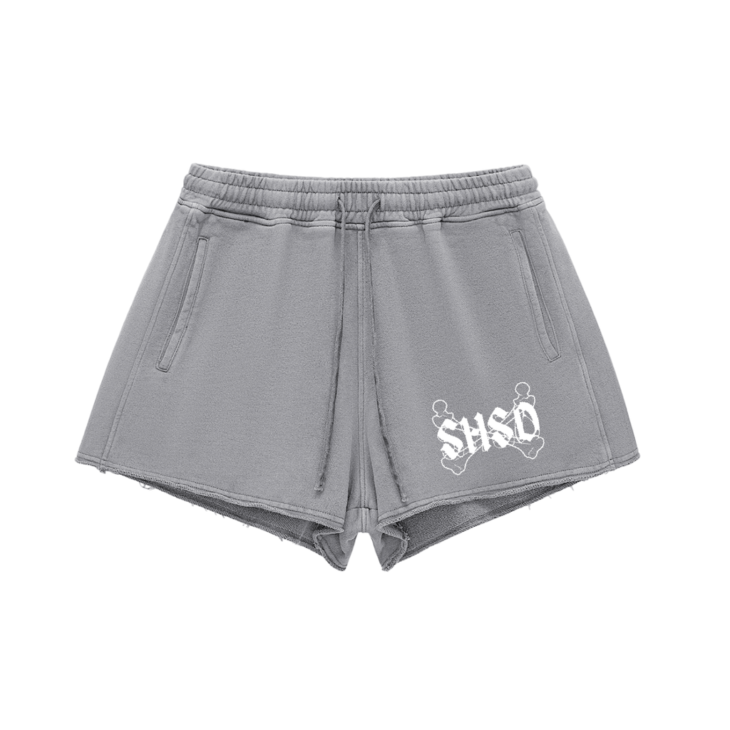 "96" Snow Washed Raw Edge Drawstring Shorts