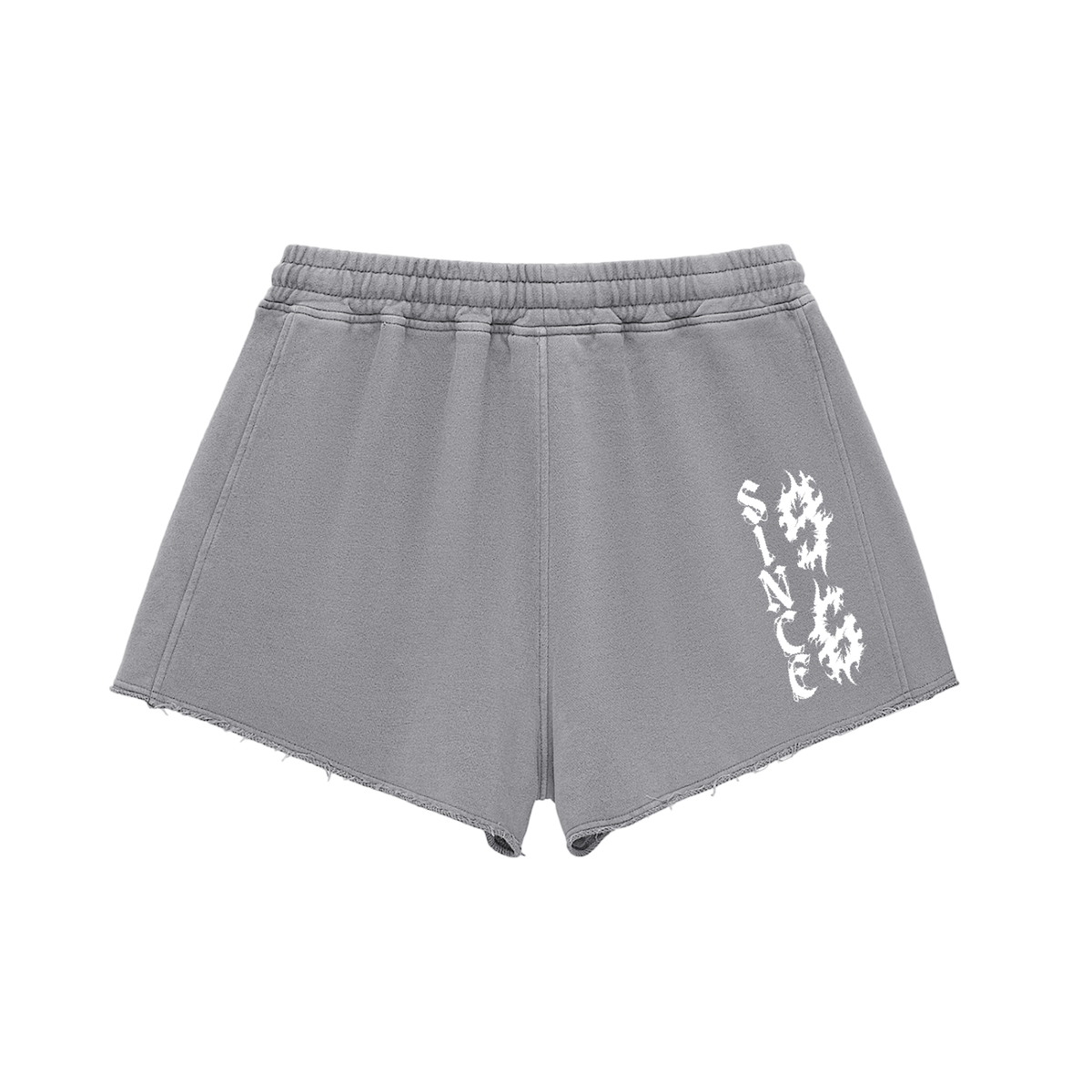 "96" Snow Washed Raw Edge Drawstring Shorts