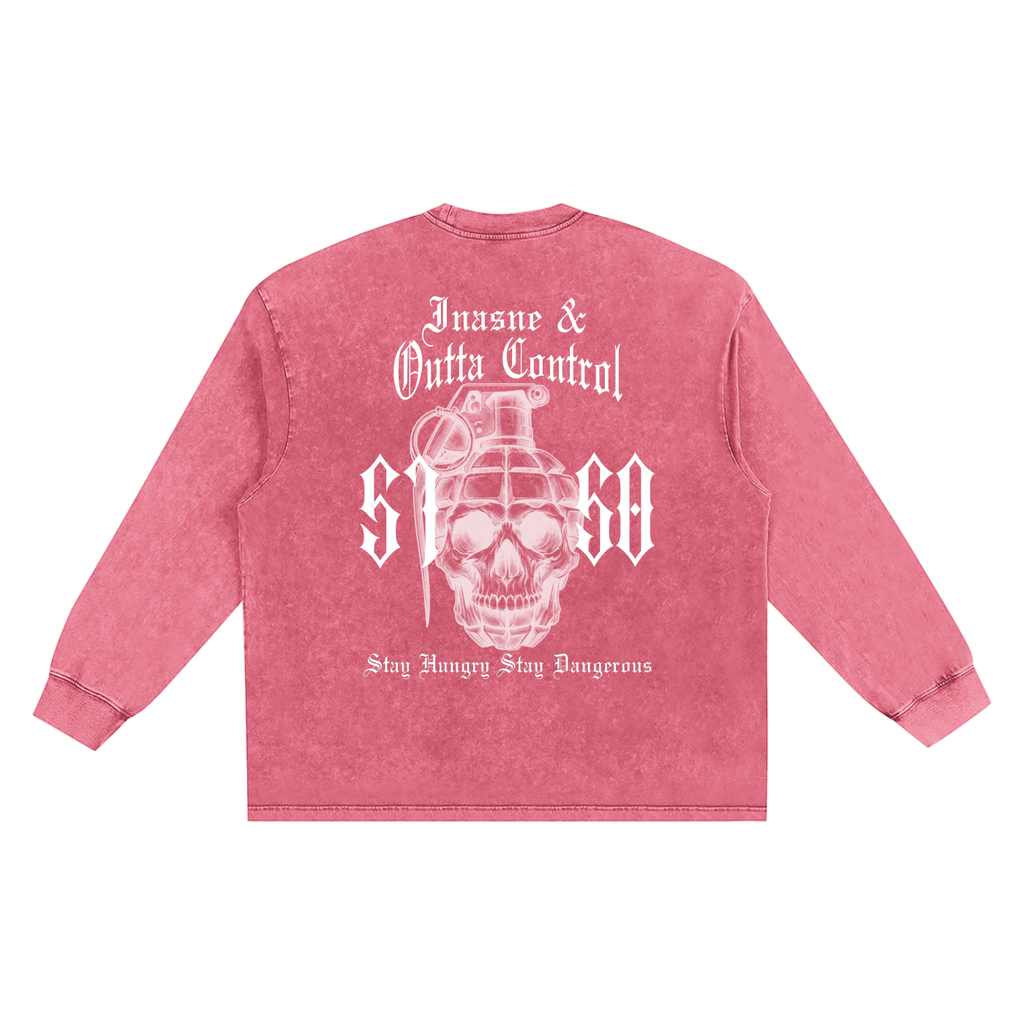 "5150" Snow Washed Frayed Edge Long Sleeve Shirt