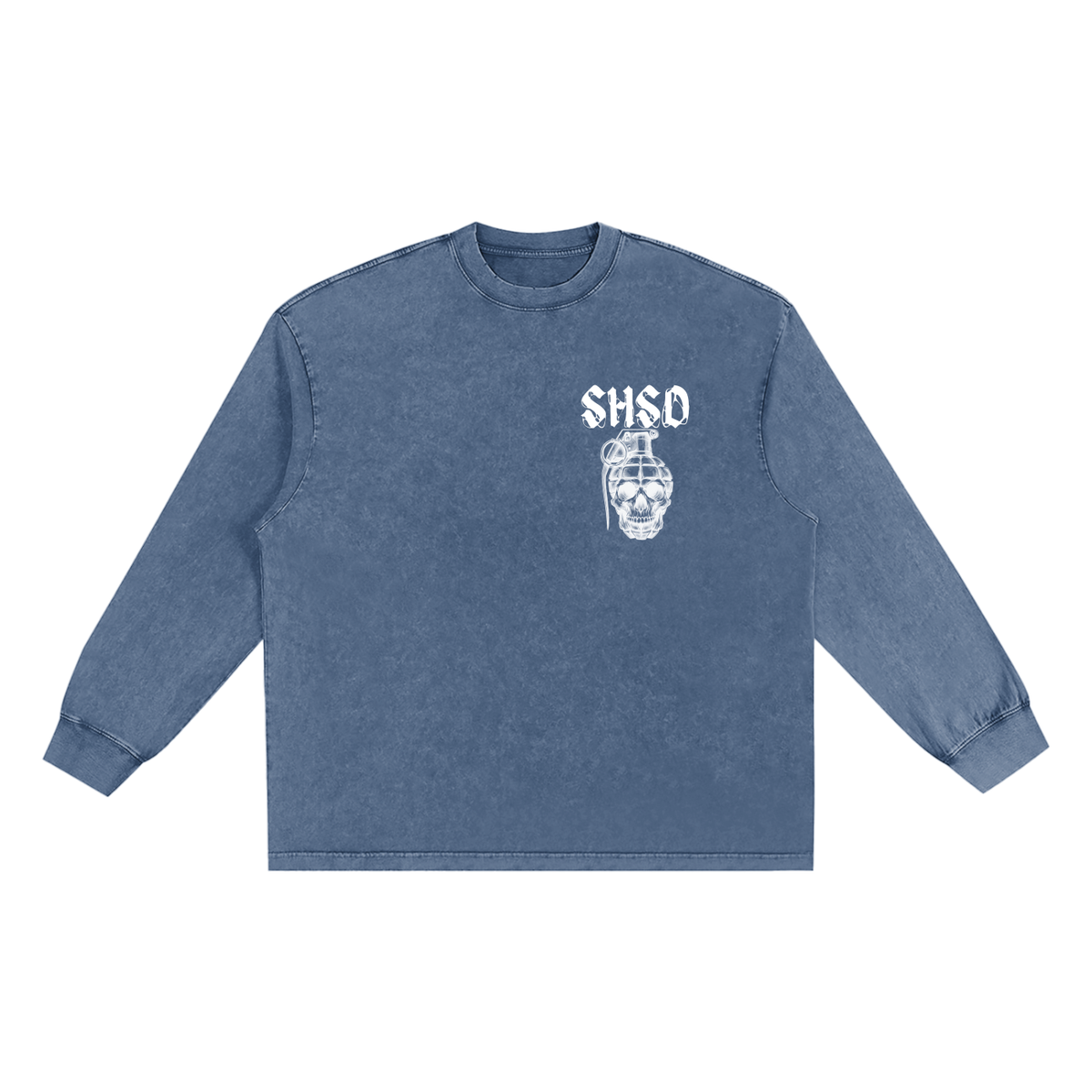 "5150" Snow Washed Frayed Edge Long Sleeve Shirt