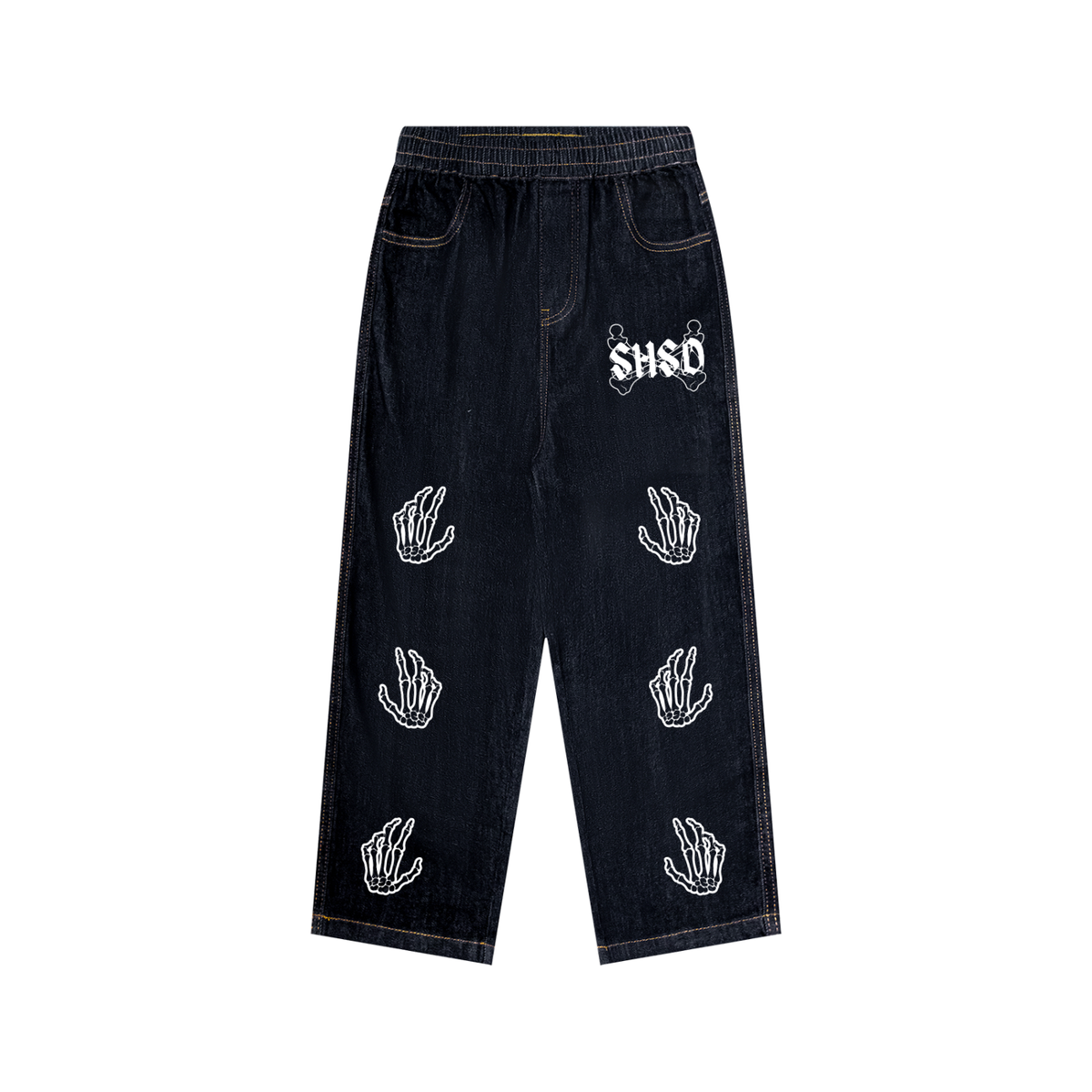 "Hands Off Me" Kid’s/Youth Elastic Waist Straight Leg Jeans