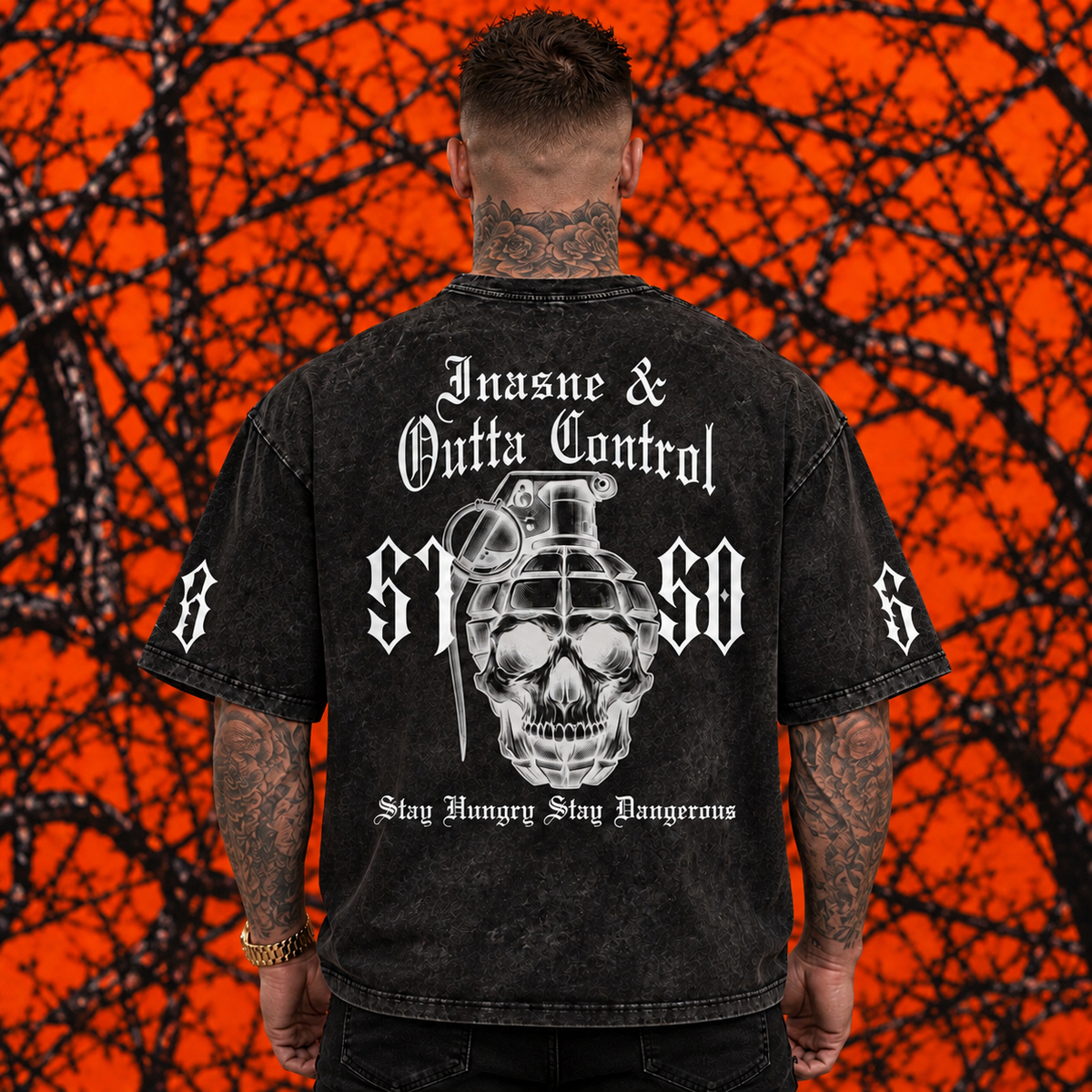 "5150" Snow Washed Oversized Cotton T-Shirt