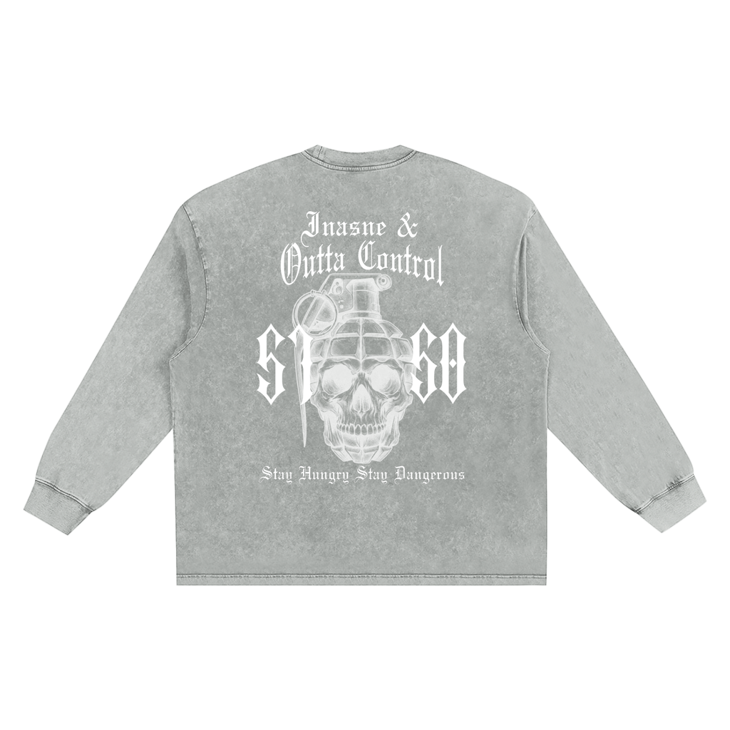 "5150" Snow Washed Frayed Edge Long Sleeve Shirt