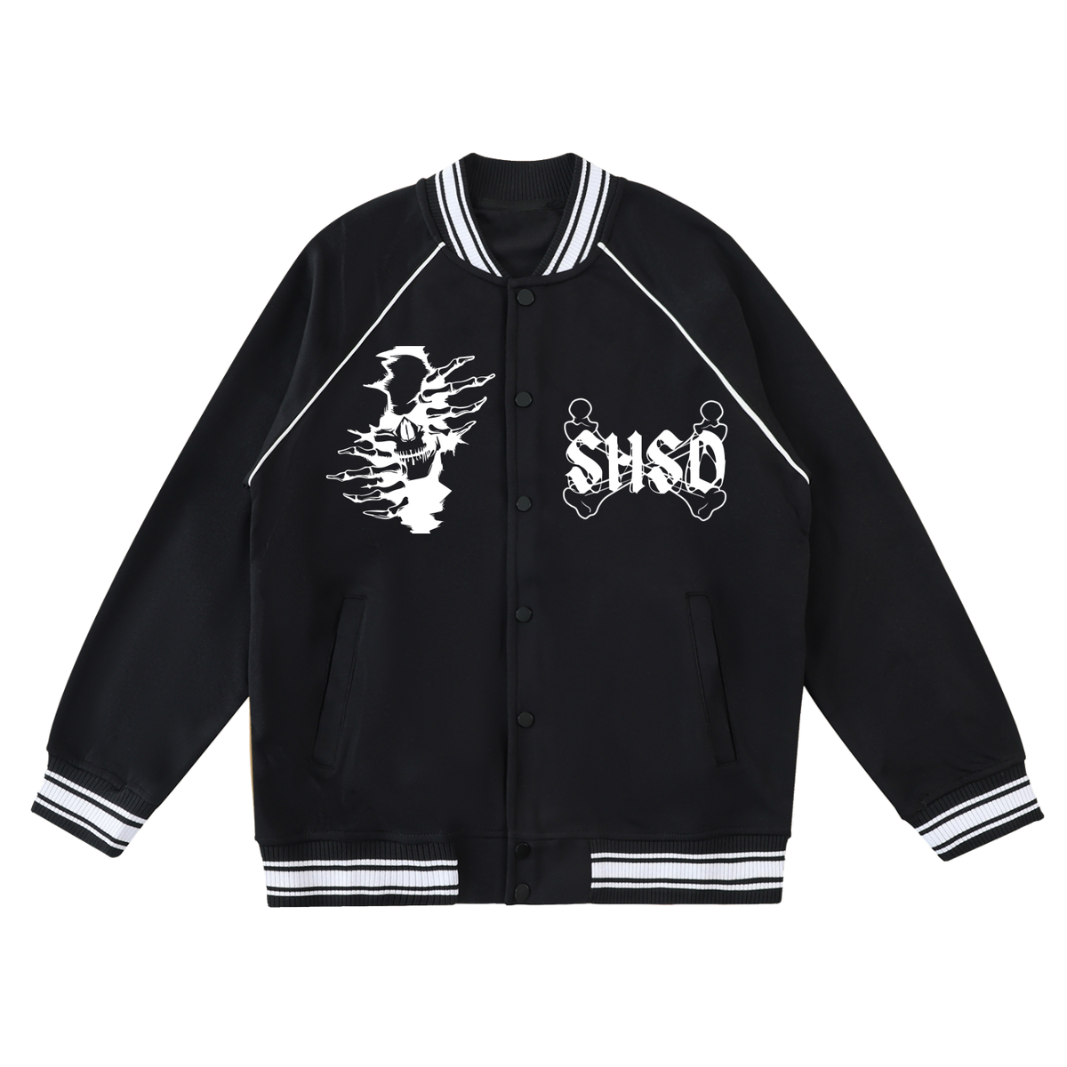 Contrast Trim Raglan Varsity Jacket