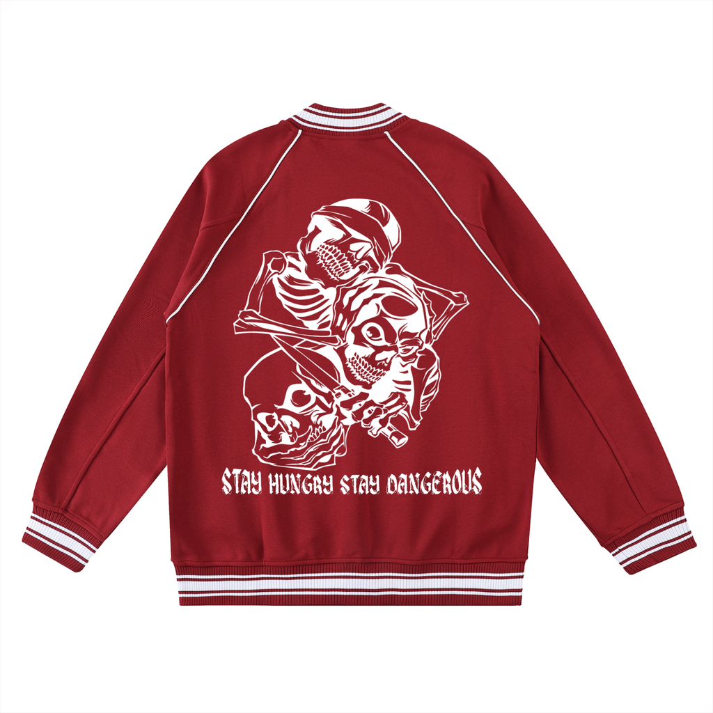 "Dead Soul" Trim Raglan Varsity Jacket