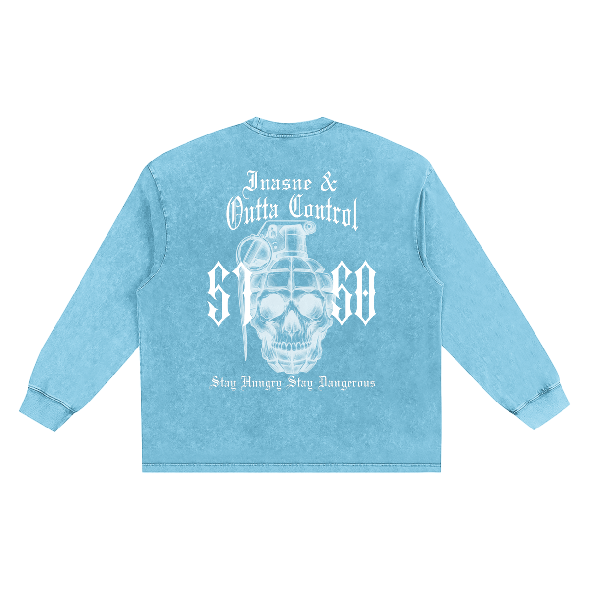 "5150" Snow Washed Frayed Edge Long Sleeve Shirt
