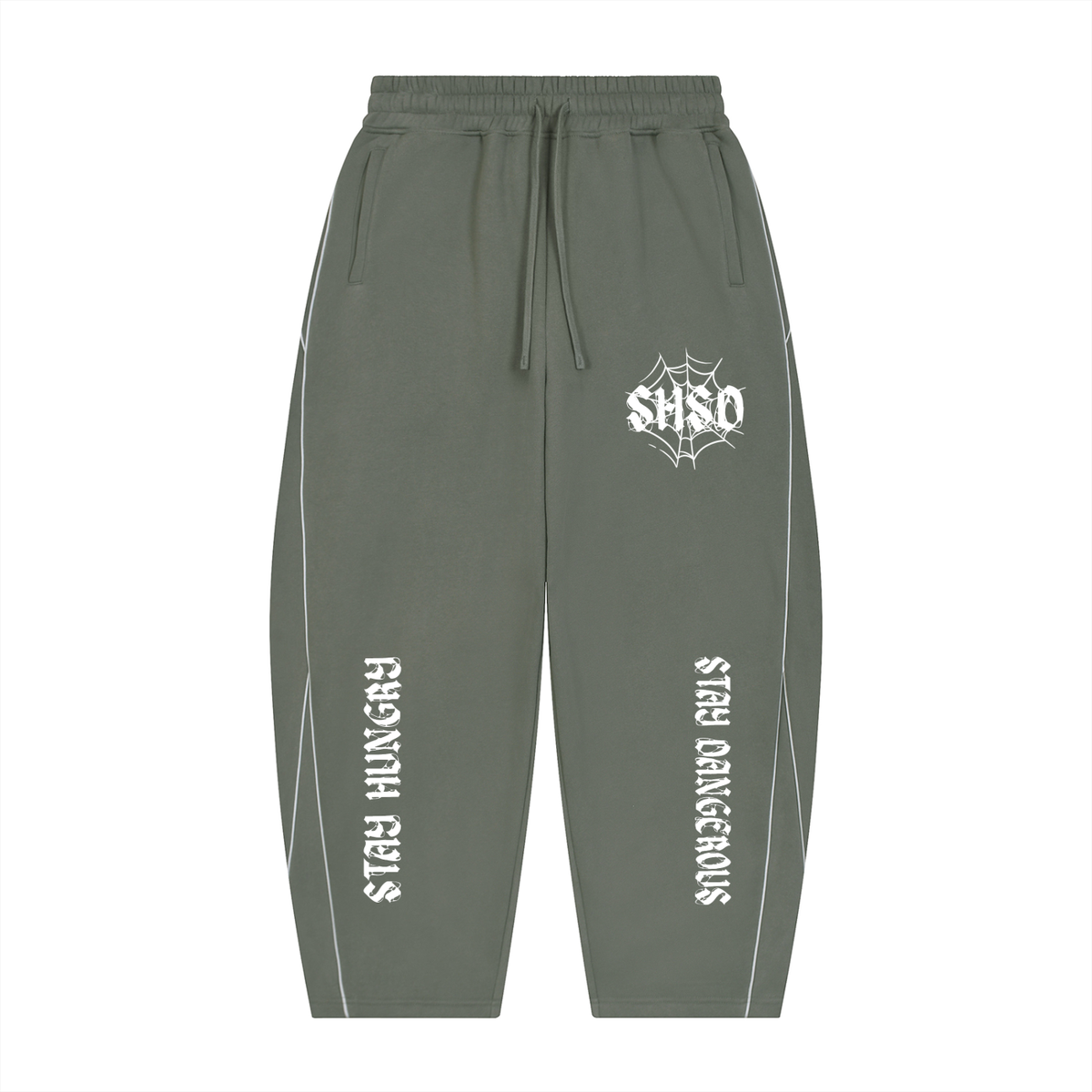 "96" Oversized Piping Fleece Barrel Leg Sweatpants