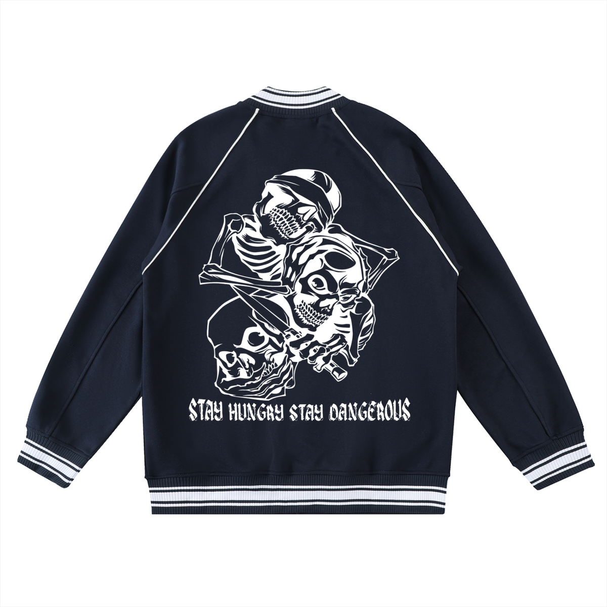 Contrast Trim Raglan Varsity Jacket