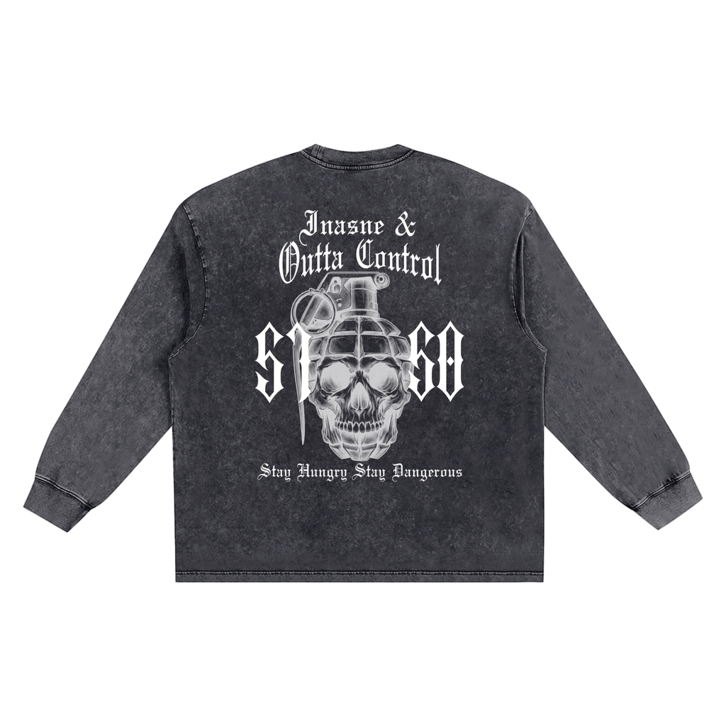 "5150" Snow Washed Frayed Edge Long Sleeve Shirt