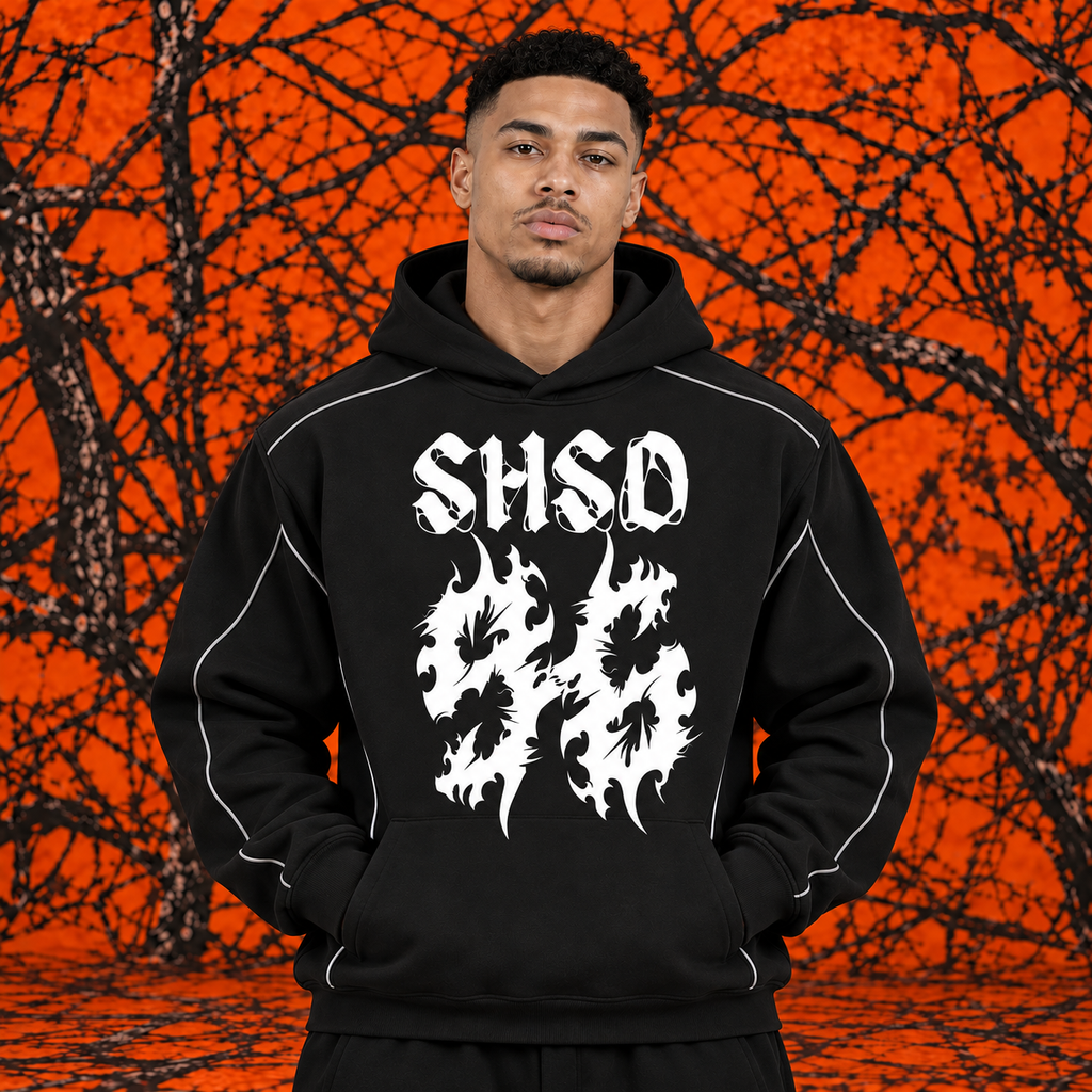 "96" Oversized Piping Fleece Hoodie