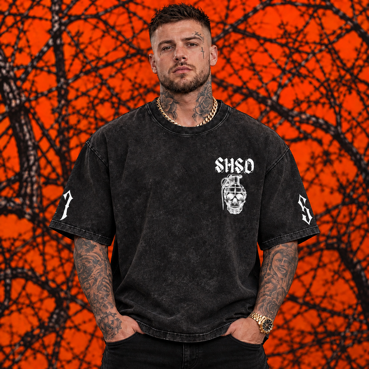 "5150" Snow Washed Oversized Cotton T-Shirt