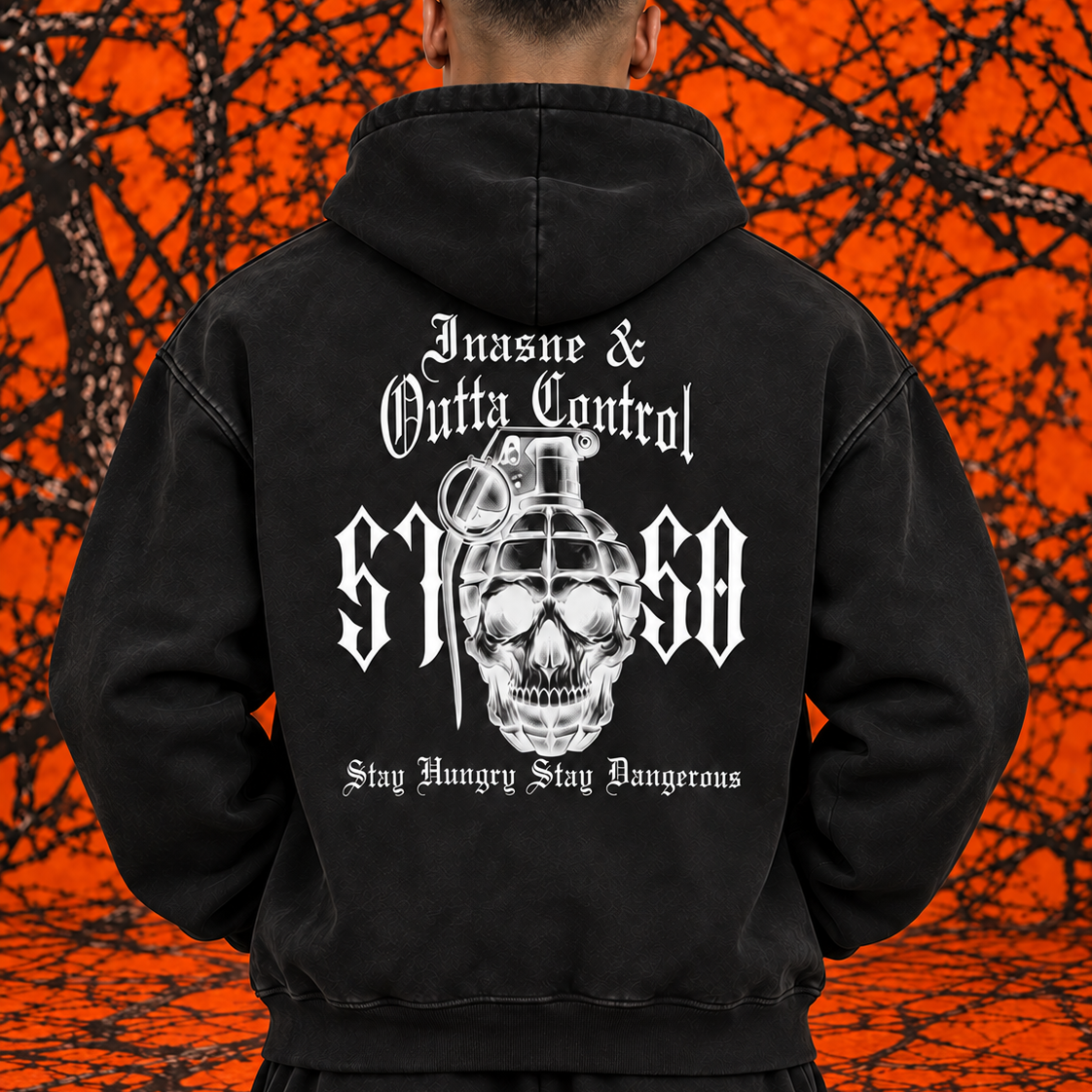 "5150" Vintage Wash Oversized Fleece Hoodie