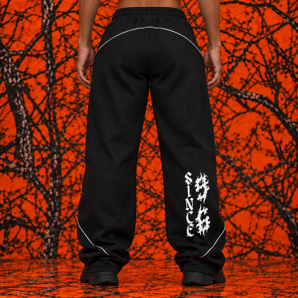 "96" Oversized Piping Fleece Barrel Leg Sweatpants