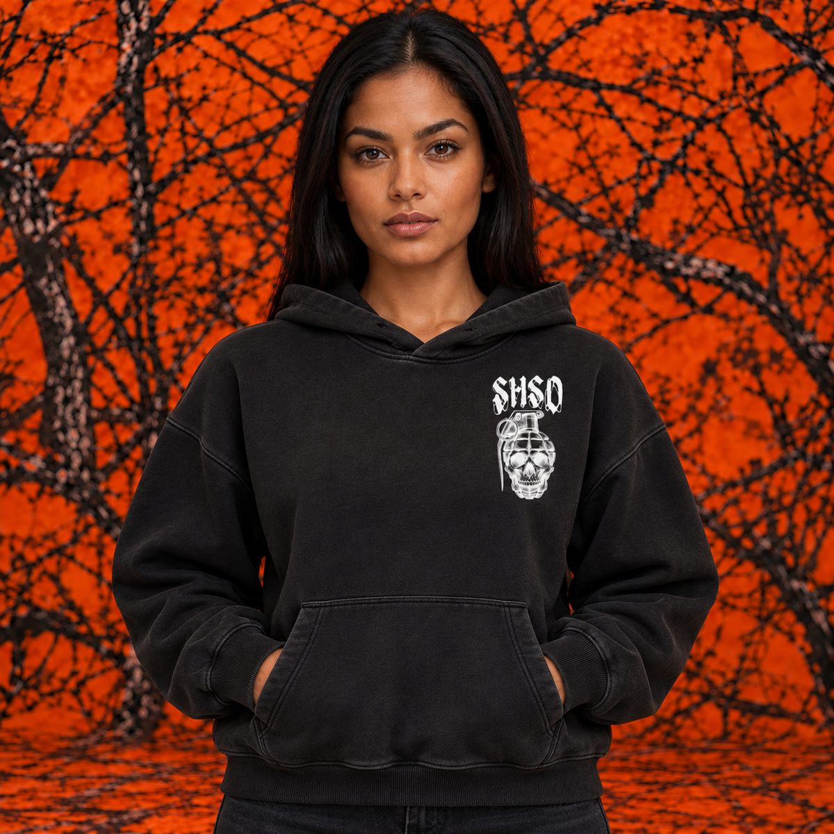 "5150" Vintage Wash Oversized Fleece Hoodie