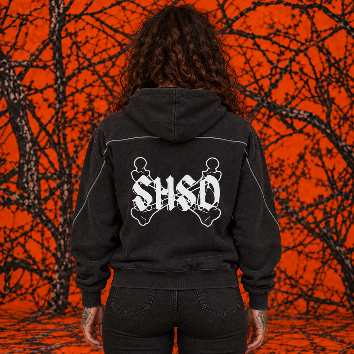 "96" Oversized Piping Fleece Hoodie