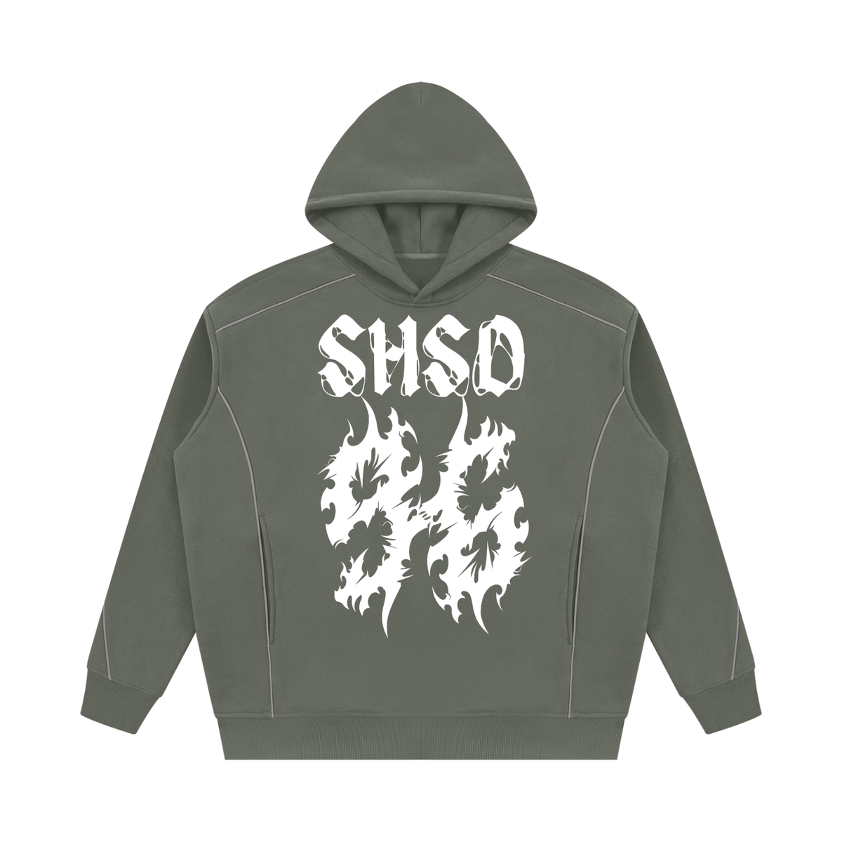 "96" Oversized Piping Fleece Hoodie