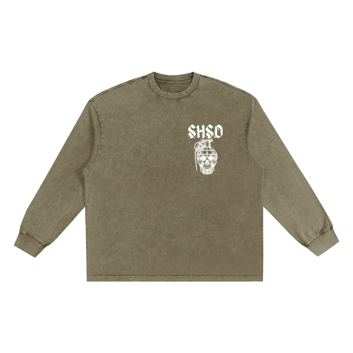 "5150" Snow Washed Frayed Edge Long Sleeve Shirt