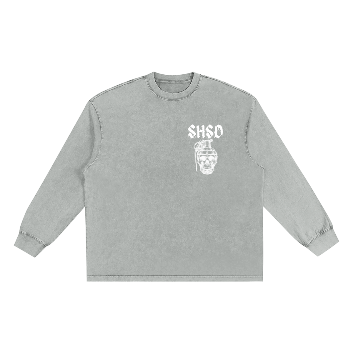 "5150" Snow Washed Frayed Edge Long Sleeve Shirt