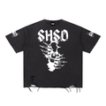 "Dead Soul" Snow Washed Raw-Hem T-Shirt