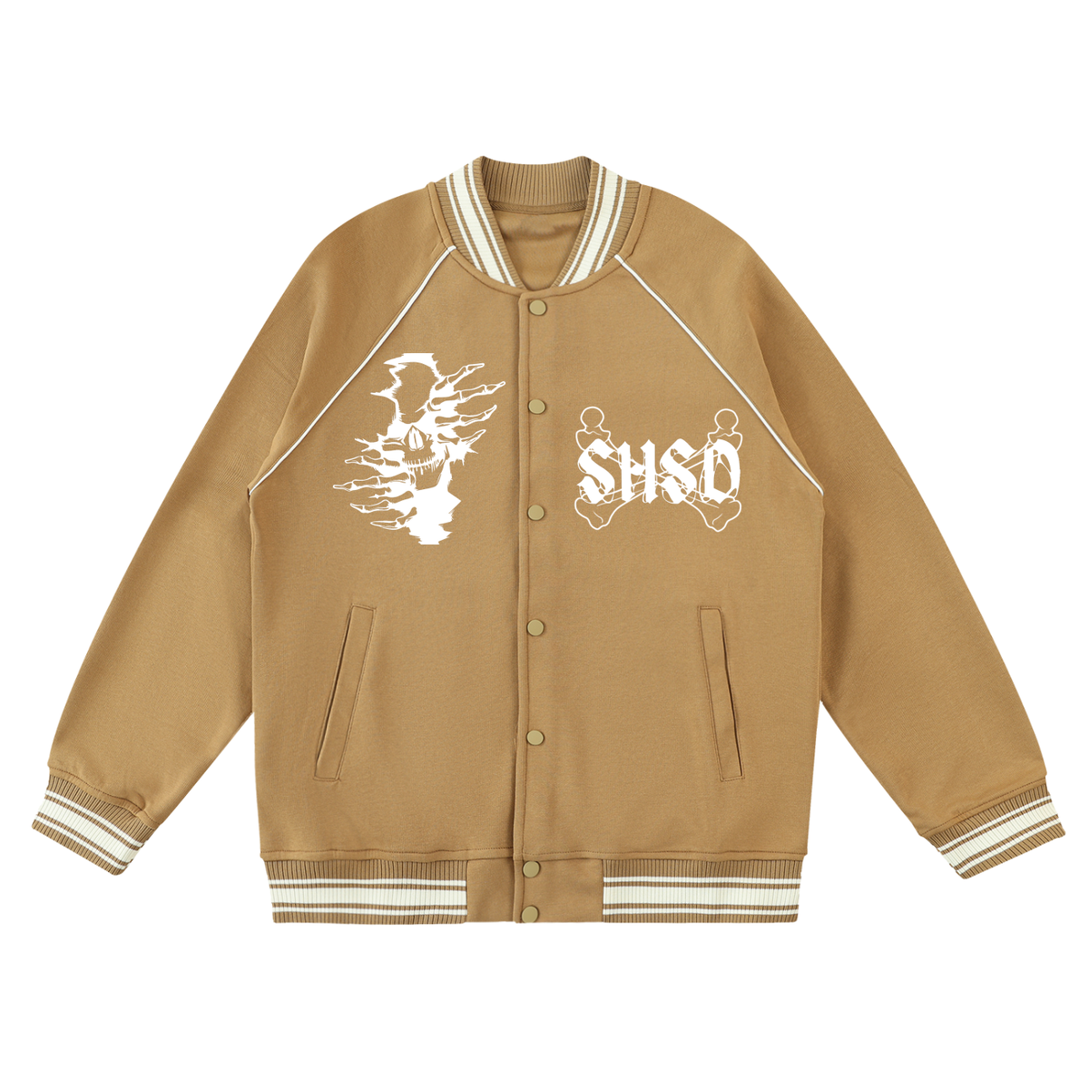 Contrast Trim Raglan Varsity Jacket