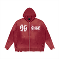 "Dead Prayers" Distressed Full Zip Hoodie