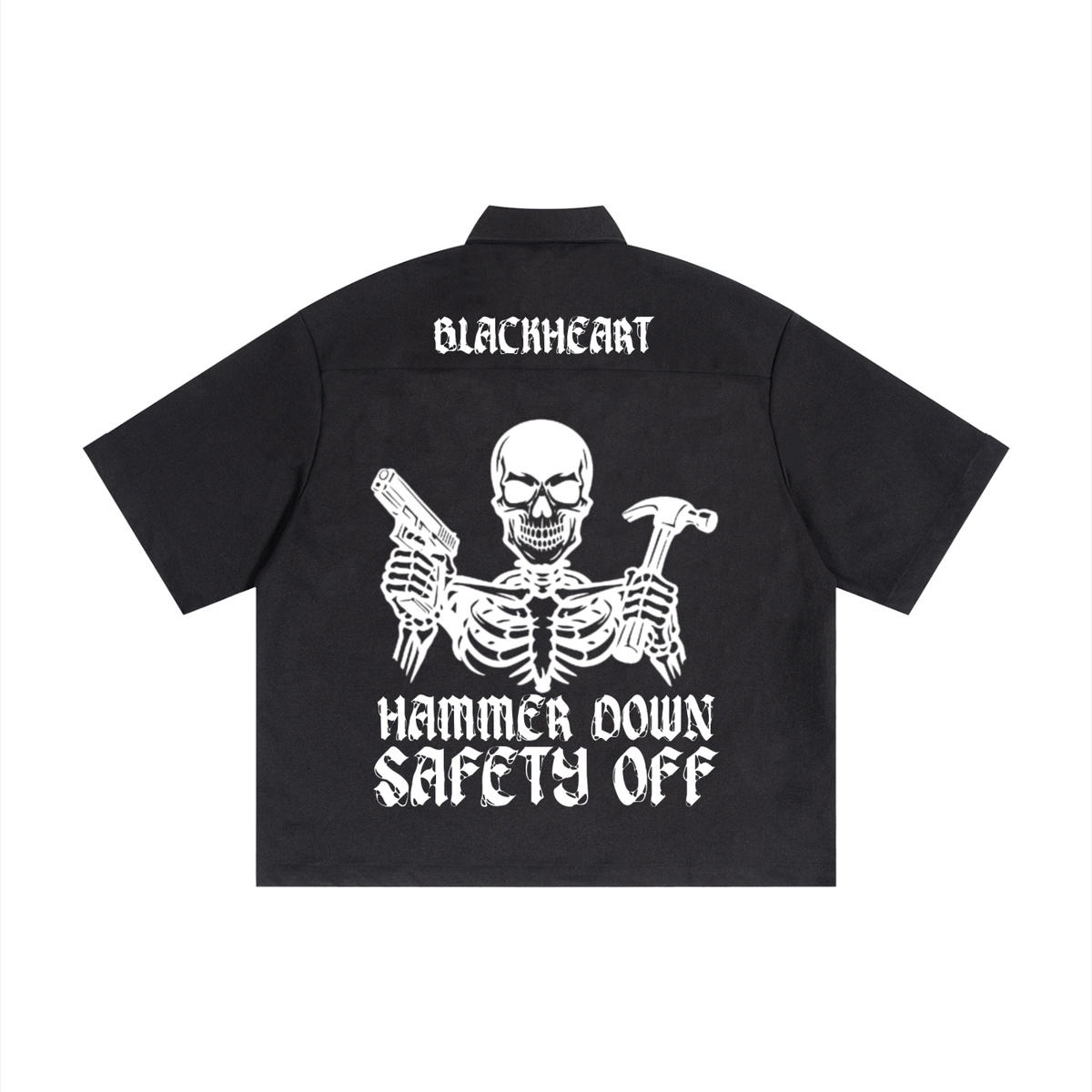 "Blackheart Mechanic" Boxy Short Sleeve Button Up Shirt