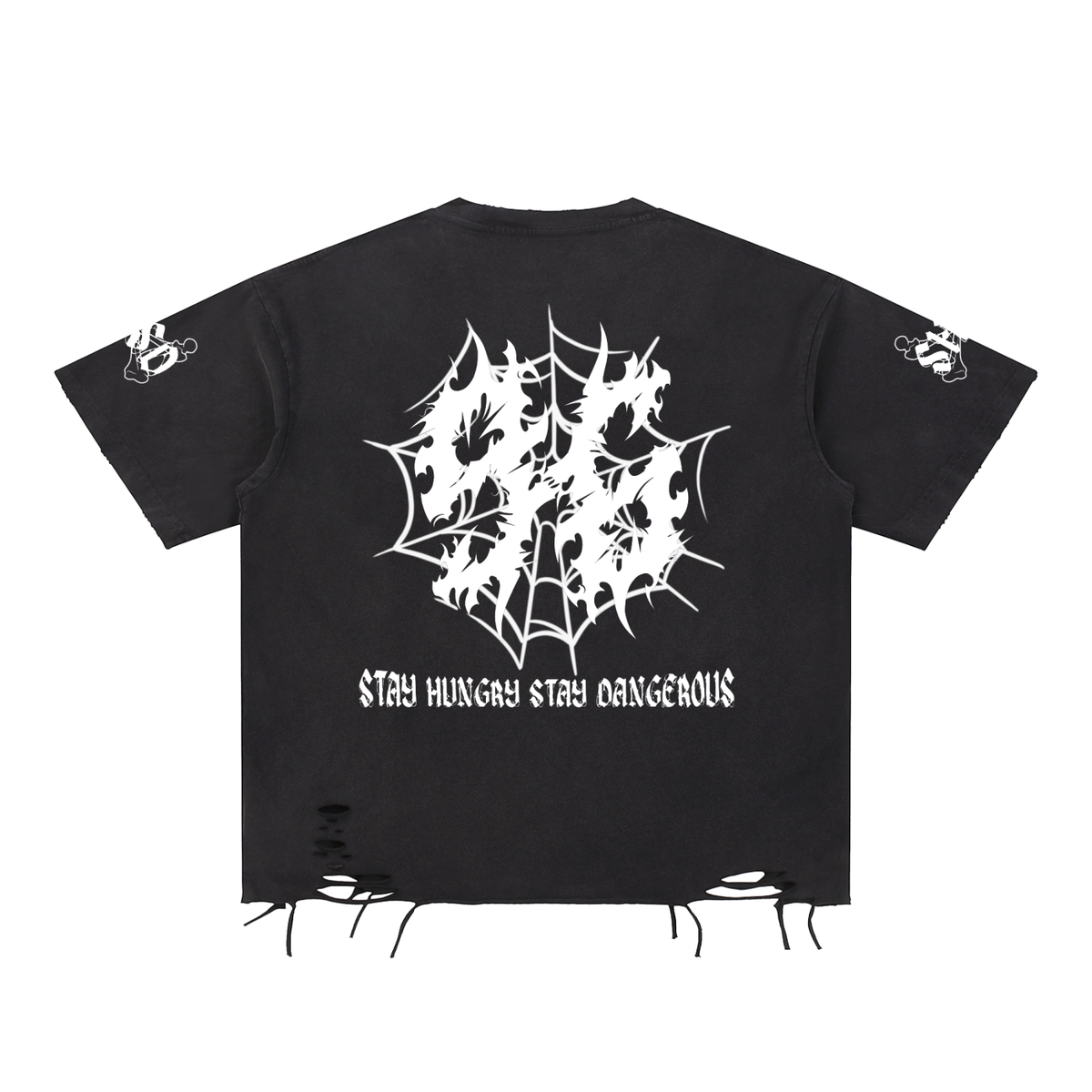"Dead Soul" Snow Washed Raw-Hem T-Shirt