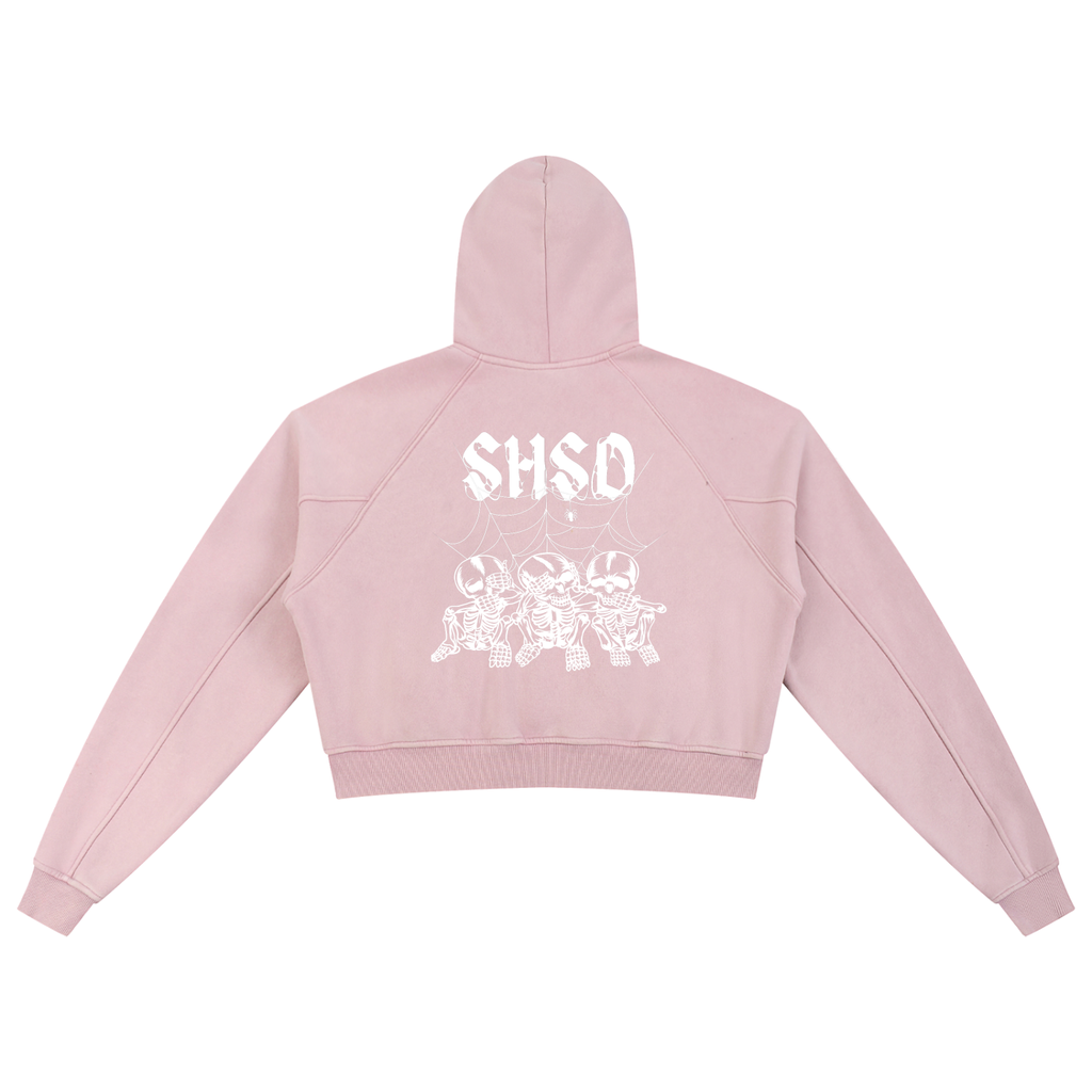 "Dead Friends" Snow Washed Crop Hoodie