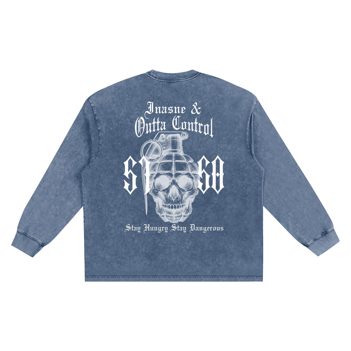 "5150" Snow Washed Frayed Edge Long Sleeve Shirt