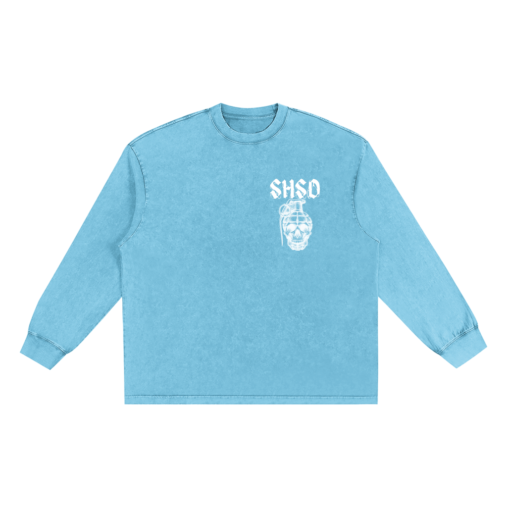"5150" Snow Washed Frayed Edge Long Sleeve Shirt